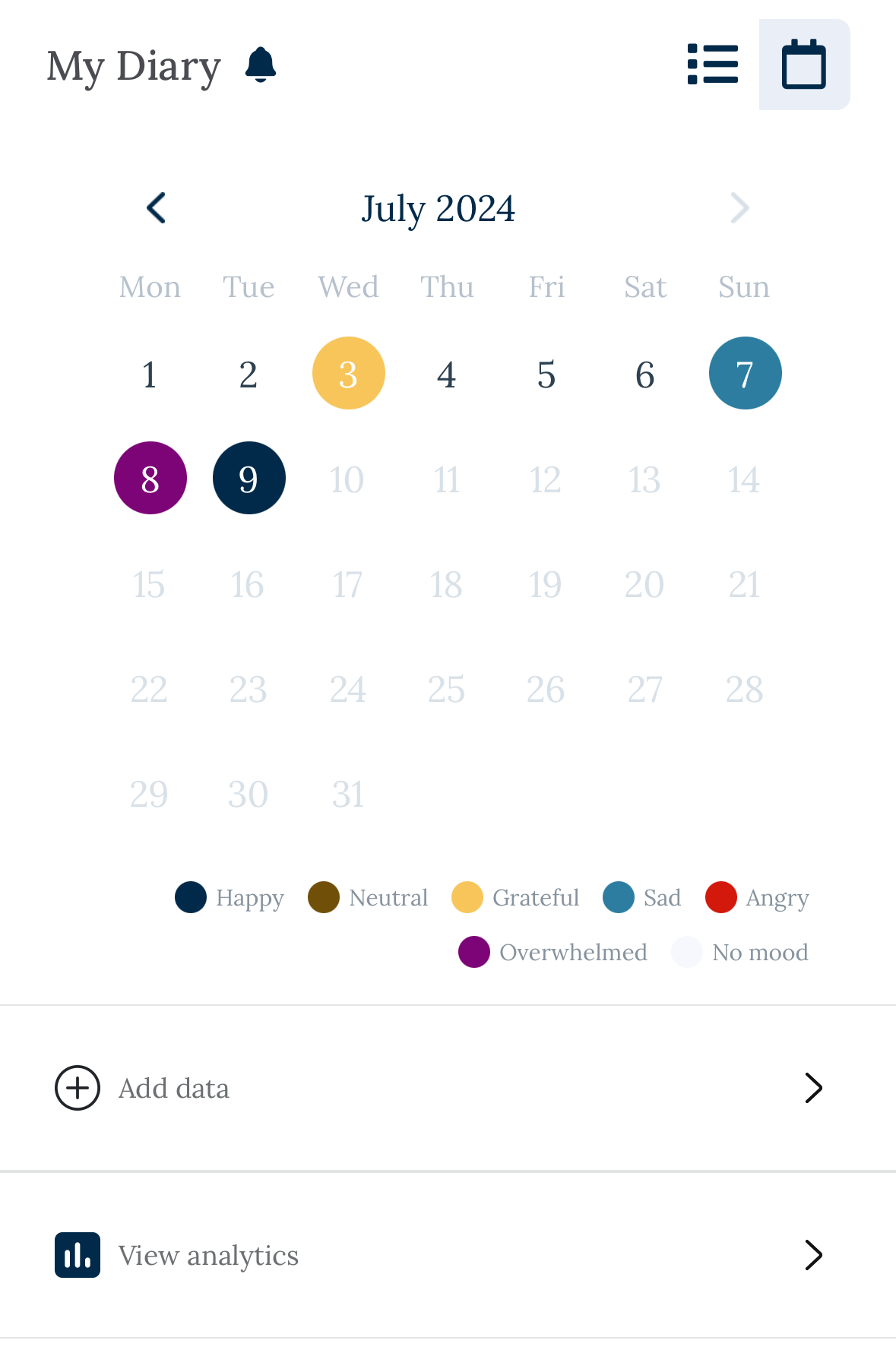 SuperiorSphere App Diary. Reflect daily Calendar